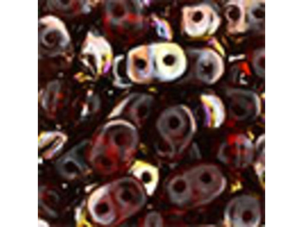 Rich ruby red color combines with iridescent gold and purple tones in these Matubo SuperDuo beads. Create intricate jewelry designs with Czech glass seed beads! Featuring a unique shape and two stringing holes, these seed beads add a special touch of creativity to your designs. They have tapered edges and nest up nicely when strung, making them ideal for floral and woven designs. Add a special touch to your jewelry with Czech glass seed beads!  