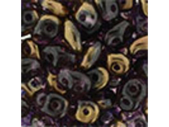 Matubo SuperDuo 2 x 5mm Amethyst Half Bronze Luster 2-Hole Seed Bead 2.5-Inch Tube