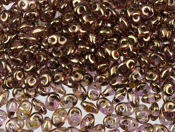 Matubo SuperDuo 2 x 5mm Gold/Smokey Topaz Luster 2-Hole Seed Bead 2.5-Inch Tube