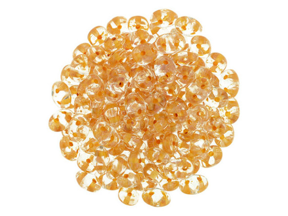 Matubo SuperDuo 2 x 5mm Crystal - Peach-Lined 2-Hole Seed Bead 2.5-Inch Tube