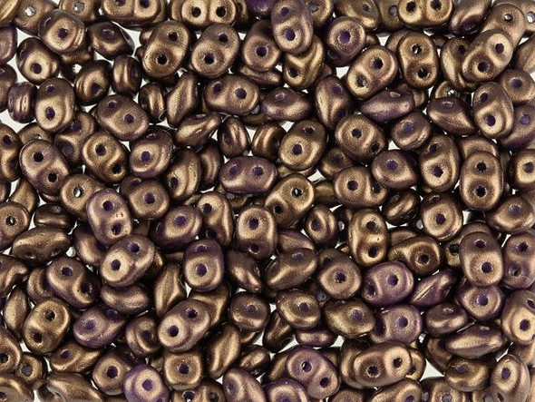 Matubo SuperDuo 2 x 5mm Dark Purple Gold Shine 2-Hole Seed Bead 2.5-Inch Tube