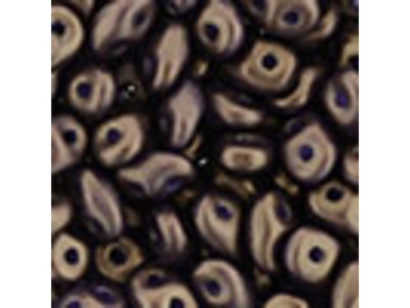 Matubo SuperDuo 2 x 5mm Dark Purple Gold Shine 2-Hole Seed Bead 2.5-Inch Tube