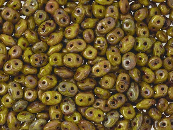 Matubo SuperDuo 2 x 5mm Opaque Yellow Picasso 2-Hole Seed Bead 2.5-Inch Tube