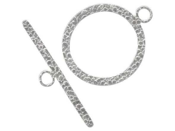 1/10, Silver-Filled Toggle Clasp, Round, Flat Textured (Each)