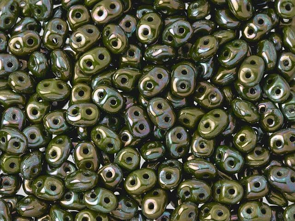 Matubo SuperDuo 2 x 5mm Opaque Olivine Nebula 2-Hole Seed Bead 2.5-Inch Tube