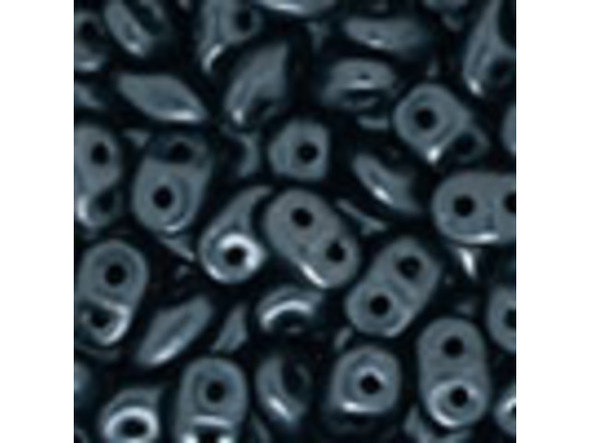 Dark charcoal color with a pearlescent glow fills these Matubo SuperDuo beads. Create intricate jewelry designs with Czech glass seed beads! Featuring a unique shape and two stringing holes, these seed beads add a special touch of creativity to your designs. They have tapered edges and nest up nicely when strung, making them ideal for floral and woven designs. Add a special touch to your jewelry with Czech glass seed beads!  