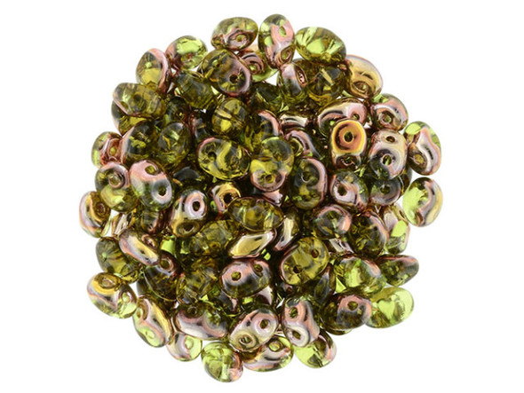 Matubo SuperDuo 2 x 5mm Apollo - Olivine 2-Hole Seed Bead 2.5-Inch Tube