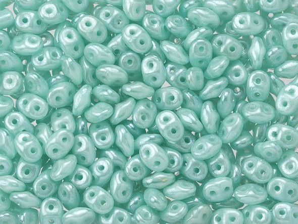 Breathtaking seafoam color with a lustrous gleam fills these Matubo SuperDuo beads. Create intricate jewelry designs with Czech glass seed beads! Featuring a unique shape and two stringing holes, these seed beads add a special touch of creativity to your designs. They have tapered edges and nest up nicely when strung, making them ideal for floral and woven designs. Add a special touch to your jewelry with Czech glass seed beads!  