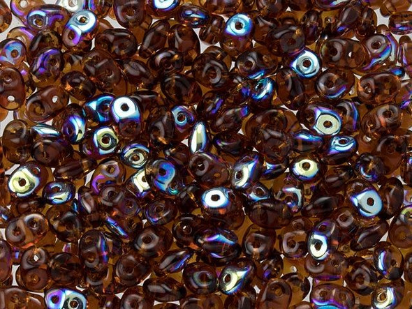 Matubo SuperDuo 2 x 5mm Smoky Topaz AB 2-Hole Seed Bead 2.5-Inch Tube