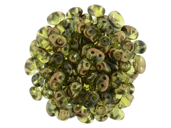 Matubo SuperDuo 2 x 5mm Bronze Luster 1/2 - Olivine 2-Hole Seed Bead 2.5-Inch Tube