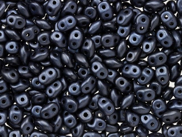 Matubo SuperDuo 2 x 5mm Dark Blue Metallic Suede 2-Hole Seed Bead 2.5-Inch Tube