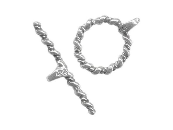 Sterling Silver Toggle Clasp, Rope Design (Each)