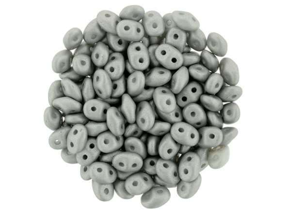 Matubo SuperDuo 2 x 5mm Satin Metallic Silver 2-Hole Seed Bead 2.5-Inch Tube