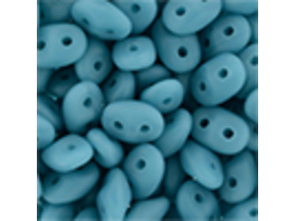 Soft turquoise blue color with a muted matte appearance fills these Matubo SuperDuo beads. Create intricate jewelry designs with Czech glass seed beads! Featuring a unique shape and two stringing holes, these seed beads add a special touch of creativity to your designs. They have tapered edges and nest up nicely when strung, making them ideal for floral and woven designs. Add a special touch to your jewelry with Czech glass seed beads!  
