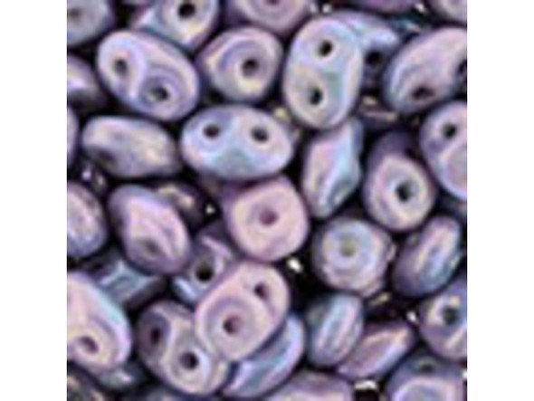 Shining lavender purple and baby blue tones gleam in these Matubo SuperDuo beads. Create intricate jewelry designs with Czech glass seed beads! Featuring a unique shape and two stringing holes, these seed beads add a special touch of creativity to your designs. They have tapered edges and nest up nicely when strung, making them ideal for floral and woven designs. Add a special touch to your jewelry with Czech glass seed beads!  