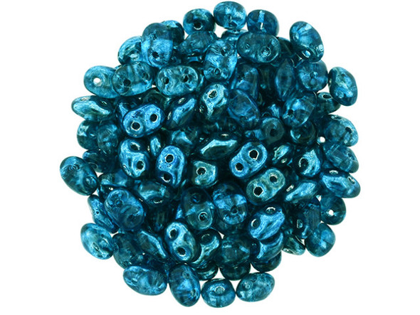 Matubo SuperDuo 2 x 5mm Mirror - Turquoise Blue 2-Hole Seed Bead 2.5-Inch Tube