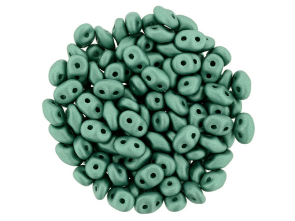 Matubo SuperDuo 2 x 5mm Satin Metallic Teal 2-Hole Seed Bead 2.5-Inch Tube