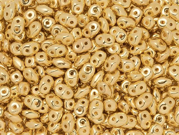 Matubo SuperDuo 2 x 5mm 24K Gold-Plated 2-Hole Seed Bead, 2.5-Inch Tube