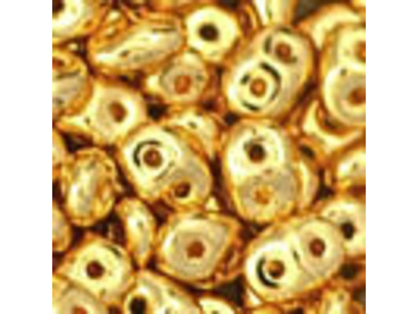 Matubo SuperDuo 2 x 5mm 24K Gold-Plated 2-Hole Seed Bead, 2.5-Inch Tube