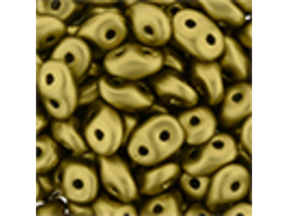 Matubo SuperDuo 2 x 5mm Satin Metallic Gold 2-Hole Seed Bead 2.5-Inch Tube