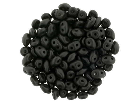 Matubo SuperDuo 2 x 5mm Satin Metallic Black 2-Hole Seed Bead 2.5-Inch Tube