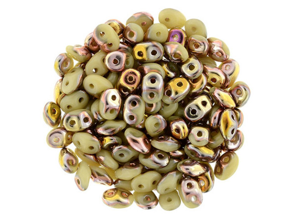 Matubo SuperDuo 2 x 5mm Apollo - Opaque Beige 2-Hole Seed Bead 2.5-Inch Tube