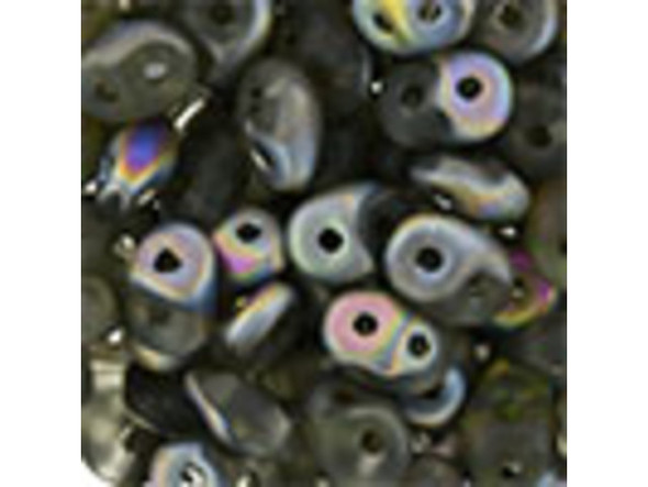 Matubo SuperDuo 2 x 5mm Matte Black Diamond Vitral 2-Hole Seed Bead 2.5-Inch Tube