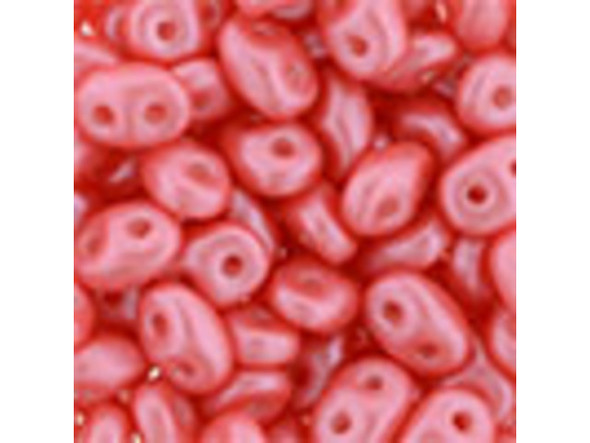 Matubo SuperDuo 2 x 5mm Coral Pink Pearl Shine 2-Hole Seed Bead 2.5-Inch Tube