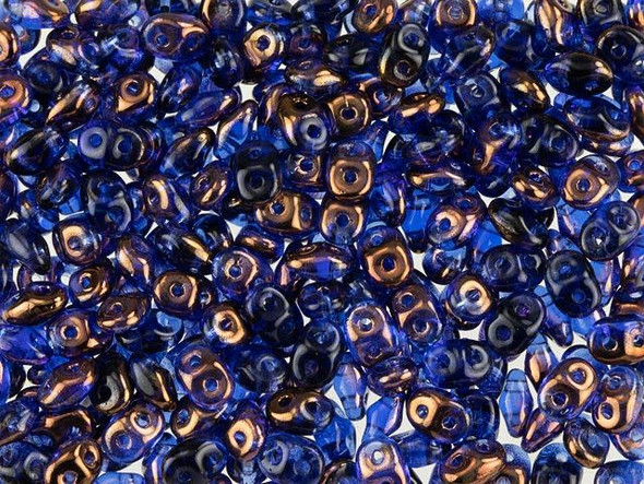 Matubo SuperDuo 2 x 5mm Sapphire Half Bronze Luster 2-Hole Seed Bead 2.5-Inch Tube