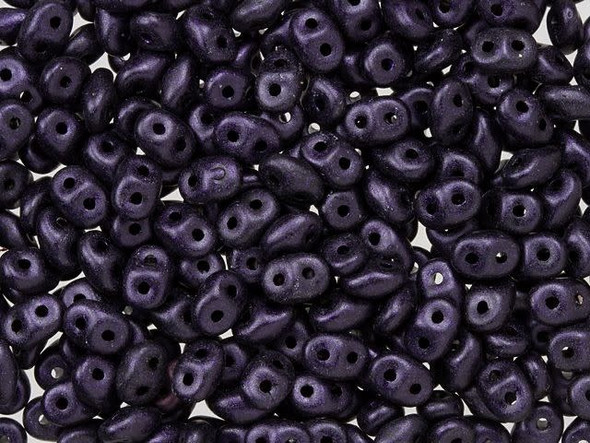 Matubo SuperDuo 2 x 5mm Dark Purple Metallic Suede 2-Hole Seed Bead 2.5-Inch Tube