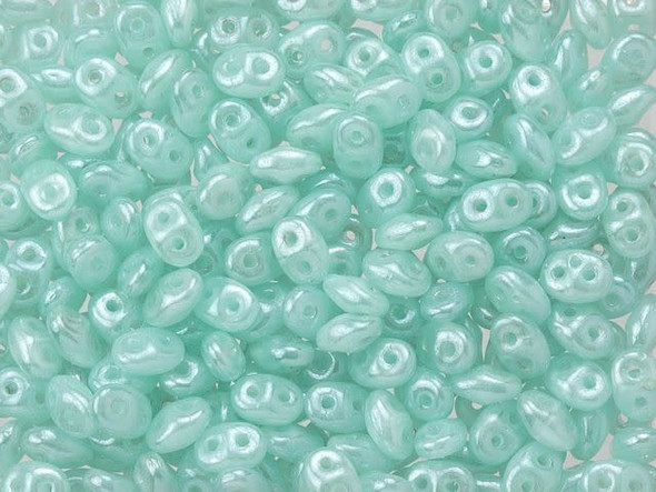 Matubo SuperDuo 2 x 5mm Milky Peridot Luster 2-Hole Seed Bead 2.5-Inch Tube