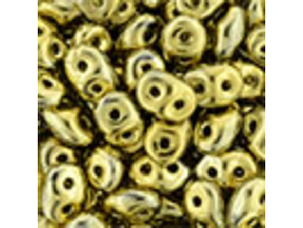 Matubo SuperDuo 2 x 5mm Polished Brass 2-Hole Seed Bead 2.5-Inch Tube