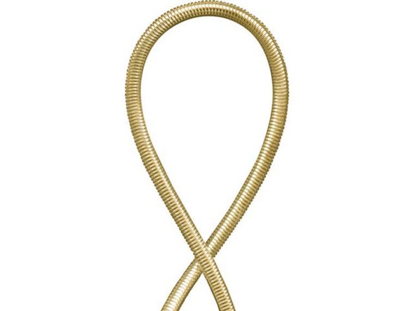 Bullion, French Wire and Gimp      Coiled from round (instead of flat) plated brass wire.    Each package contains approx. 1 meter (about 3 feet).    Use about 0.25 inches (6-7mm) bullion to attractively cover and  protect the loop of silk (or other bead cord) at the end of a  necklace or bracelet.    Handle bullion with care. Do not tug or pull  it.      Bullion (or French wire) was originally used to finish silk bead  cord ends, primarily for knotted pearl necklaces. It attractively hides and  protects the end of the cord. It is now gaining popularity as an  elegant way to finish/hide the exposed end loops of stringing cable  (tigertail, Beadalon, Softflex, etc., also known as beading wire)        Using Bullion to Finish Cord  Ends        Start necklace.       String a crimp bead onto your beading cable.    Cut about 1/4" (6mm) of bullion. String this onto your beading  cable. Pull up snug to the crimp bead.    String a split ring, or the loop of your clasp, over the  bullion. Or, you can add a jump ring to this spot later.    Make a loop by going back into the crimp bead and gently pull  the loop snug.    Crimp the crimp bead.    You may want to tuck the short end of your stringing cable into  the last few beads.        [String necklace or bracelet here ...]    Finish necklace.       String a crimp bead.    String 1/4" (6mm) of bullion onto your beading cable. Pull up  snug to crimp bead.    String a split ring, or finding of your choice, over the  bullion.    Make a loop by going back into the crimp bead and gently pull  the loop snug.    Crimp the crimp bead and snip cord or feed the leftover cord  back into end bead.            Other easy finishing  methods    Crimp covers and wire guardian are two quick-and-easy finishing  methods which produce professional-looking results.       Crimp covers, once in place, nicely hide a  flattened crimp inside a 3mm round bead, Can't get that mangled  crimp to look like a bead, or don't feel like trying? Just conceal  it with a crimp cover for a smooth bead every time. Now you can  focus on making a crimp that holds instead of a crimp that looks  nice. Just make sure you save enough space around your crimp bead,  so that you can cover it with this 3mm "bead."    Wire guardians are used much the same way as  bullion. They are ideal for Beadalon and other beading cable. They  "guard" the beading cable from excessive wear.       See Related Products links (below) for similar items and additional jewelry-making supplies that are often used with this item.
