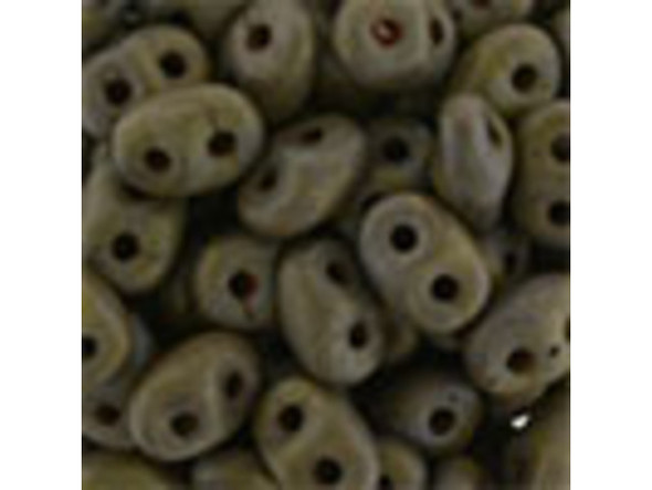 Matubo SuperDuo 2x5mm 2-Hole Opaque Olive Copper Picasso Seed Bead 2.5-Inch Tube