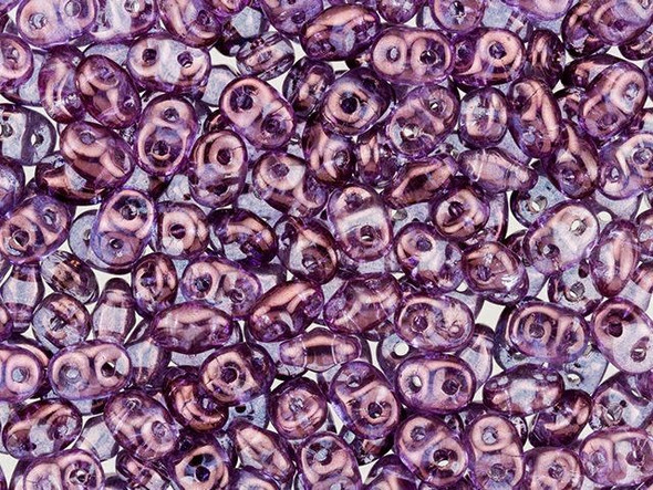 Matubo SuperDuo 2x5mm 2-Hole Transparent Amethyst Luster Seed Bead 2.5-Inch Tube