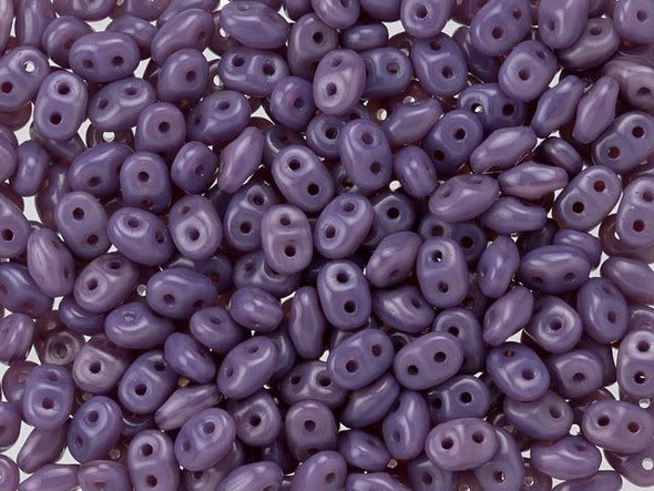 A milky amethyst color pops in these Matubo SuperDuo beads. Create intricate jewelry designs with Czech glass seed beads! Featuring a unique shape and two stringing holes, these seed beads add a special touch of creativity to your designs. They have tapered edges and nest up nicely when strung, making them ideal for floral and woven designs. Add a special touch to your jewelry with Czech glass seed beads!  