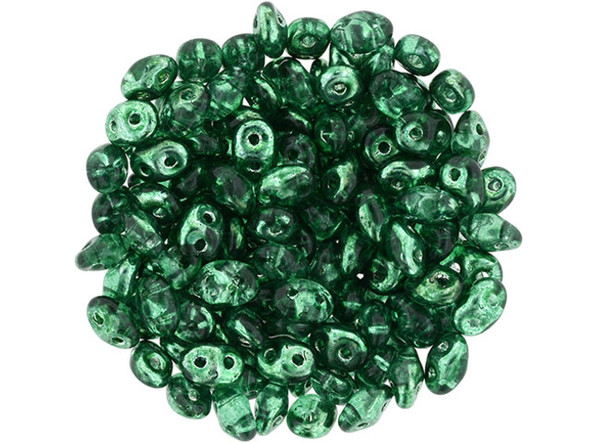 Matubo SuperDuo 2 x 5mm Mirror - Green 2-Hole Seed Bead 2.5-Inch Tube