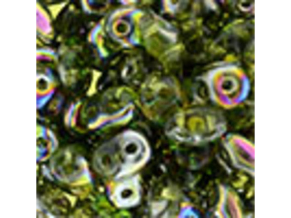 Matubo SuperDuo 2 x 5mm Olivine - Vitral 2-Hole Seed Bead 2.5-Inch Tube