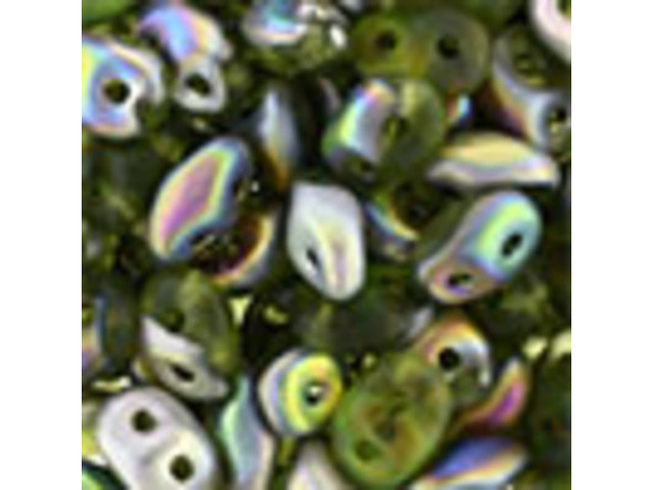 Matubo SuperDuo 2 x 5mm Matte Olivine Vitral 2-Hole Seed Bead 2.5-Inch Tube