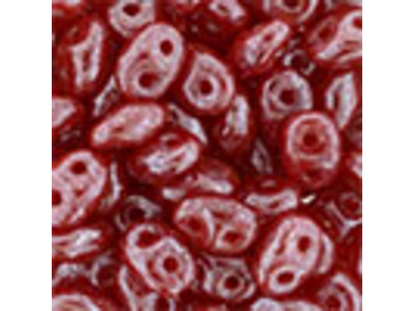 Matubo SuperDuo 2 x 5mm Cherry Luster 2-Hole Seed Bead 2.5-Inch Tube