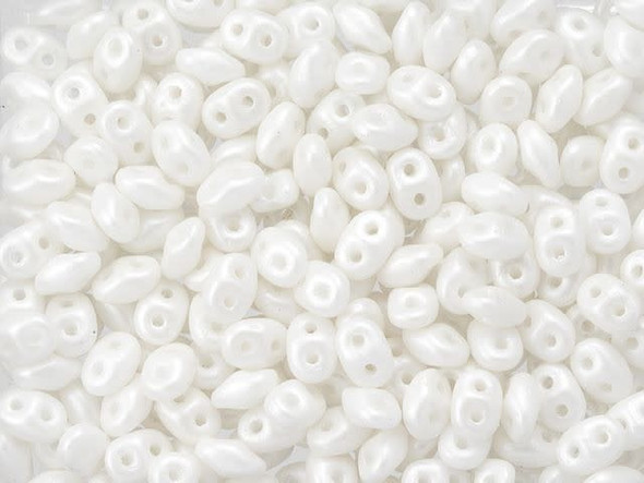 Matubo SuperDuo 2 x 5mm White Pearl Shine 2-Hole Seed Bead 2.5-Inch Tube