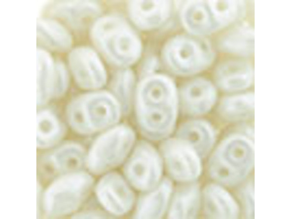 Matubo SuperDuo 2 x 5mm White Pearl Shine 2-Hole Seed Bead 2.5-Inch Tube