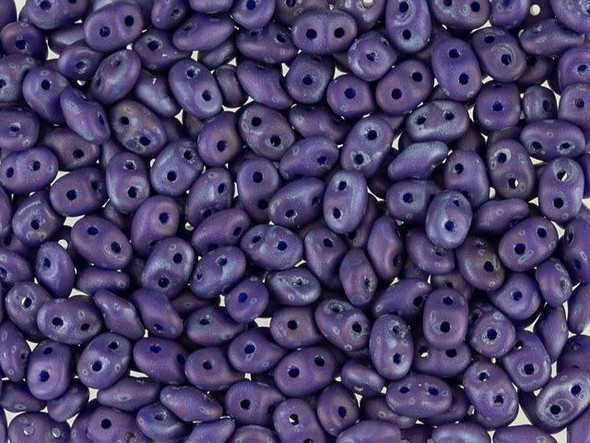 Matubo SuperDuo 2 x 5mm Opaque Blue Matte Nebula 2-Hole Seed Bead 2.5-Inch Tube