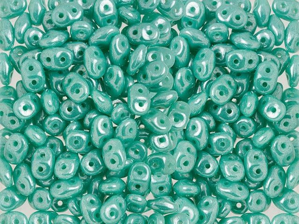 Matubo SuperDuo 2 x 5mm Opaque Turquoise Luster 2-Hole Seed Bead 2.5-Inch Tube