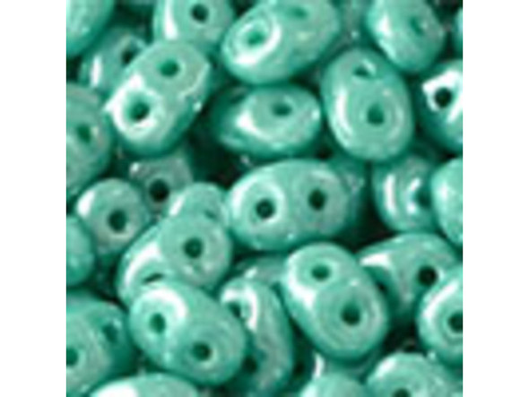 Matubo SuperDuo 2 x 5mm Opaque Turquoise Luster 2-Hole Seed Bead 2.5-Inch Tube