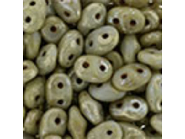 Golden-gray color creates a unique display in these Matubo SuperDuo beads. Create intricate jewelry designs with Czech glass seed beads! Featuring a unique shape and two stringing holes, these seed beads add a special touch of creativity to your designs. They have tapered edges and nest up nicely when strung, making them ideal for floral and woven designs. Add a special touch to your jewelry with Czech glass seed beads!  