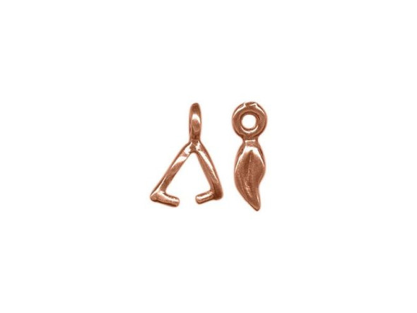 JBB Findings Copper Plated Pinch Bail, Prong Bail, Tiny Leaf, Loop (Each)