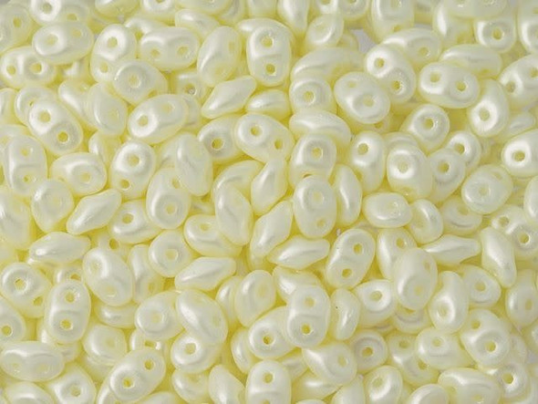 Matubo SuperDuo 2 x 5mm Light Cream Pearl Coat 2-Hole Seed Bead 2.5-Inch Tube
