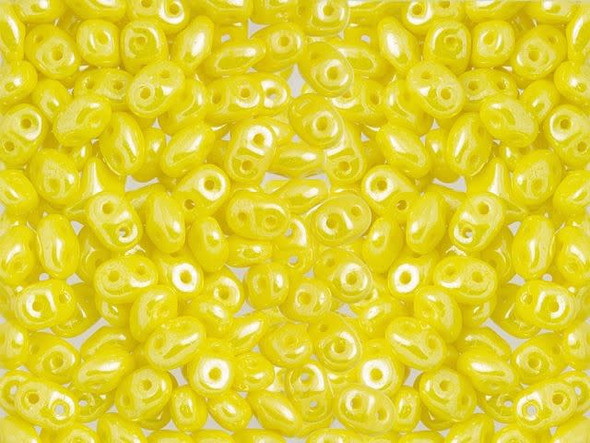 Matubo SuperDuo 2 x 5mm Opaque Yellow Luster 2-Hole Seed Bead 2.5-Inch Tube