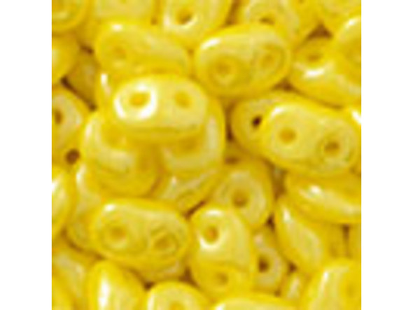 Matubo SuperDuo 2 x 5mm Opaque Yellow Luster 2-Hole Seed Bead 2.5-Inch Tube